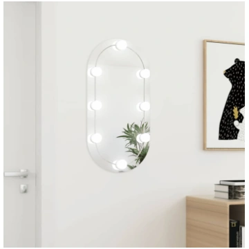 Spogulis ar led gaismām, 80x40 cm, stikls, ovāls
