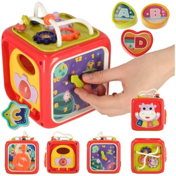 Edukācijas sensorais kubs Montessori 6in1 ar klavi