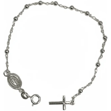 925 Sterling Silver Rosary Bracelet with Miraculou