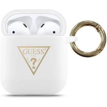 Guess Apple AirPods Triangle Silicone Case White G