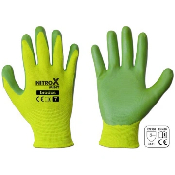 Dārza un darba cimdi Bradas Nitrox Mint, 6 gab