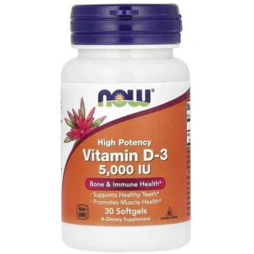 NOW Foods D-3 vitamīns, 5000 SV - 30 kapsulas