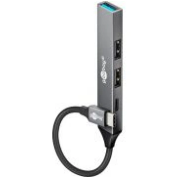 Goobay Slim 4-Port USB Hub, USB-C to USB-C/USB-A, 