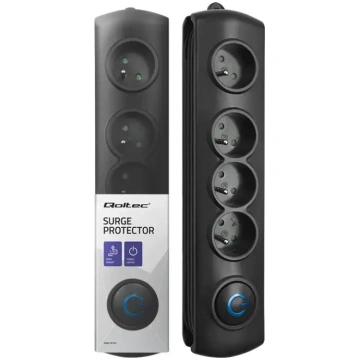 Qoltec Surge protector | 4 sockets | 1.5m | Black 