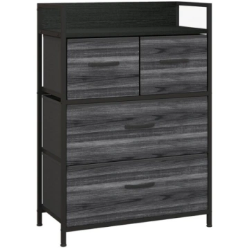 Kumode, 4 auduma atvilktnes, 60x29x85 cm, melna, u