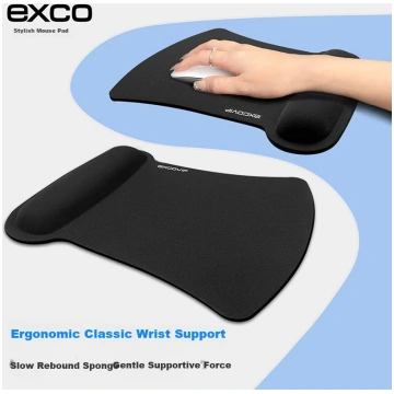 EXCO Black Memory Foam Mouse Pad Wrist Rest Large