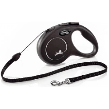 Flexi New Classic M 5m melna (virve) - Pavada suņi