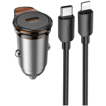 Hoco USB C QC PD 30W Car Charger + USB C to Lightn