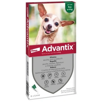 ADVANTIX SPOT ON CANI 0-4KG VERDE 6 PIPETTE ANTIPA