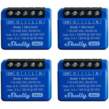 Shelly 1 Mini Gen 3 | Pack of 4 | WiFi & Bluetooth