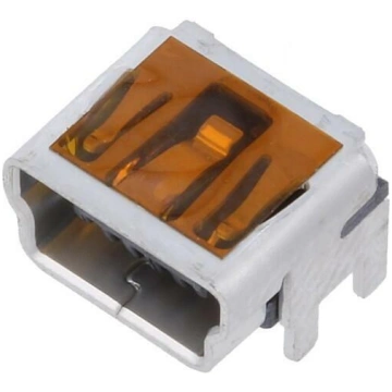 Connector: USB B mini; socket; on PCBs; THT; PIN: