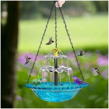 Solar Powered Hanging Cascade Bird Bath Fountain
