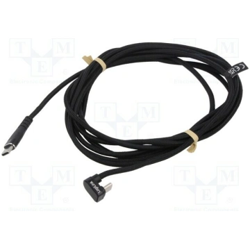 Cable; USB 2.0; USB C plug,USB C angled plug; 3m; 