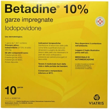 Betadine 10% Garze Impregnate Piccole Ferite 10 Ga