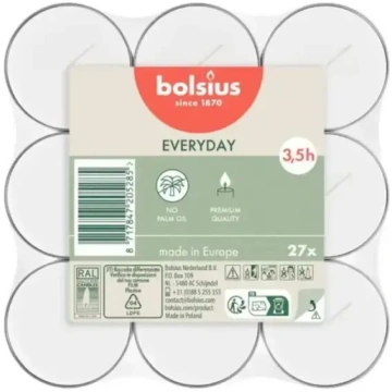 Bolsius tējas sveces, 27 gab., baltas