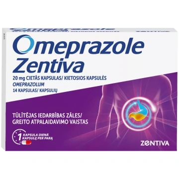 OMEPRAZOLE ZENTIVA 20 mg kapsulas, 14 gab