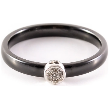 Keramikas gredzens ar balto zeltu un briljantiem J