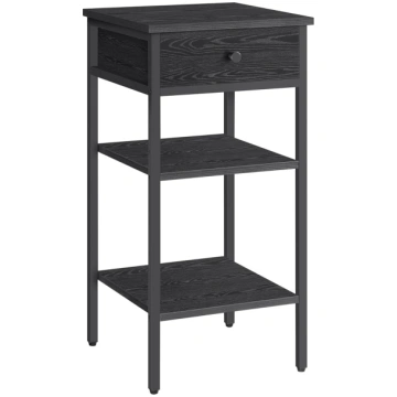 VASAGLE Bedside Table Tall with One Drawer and 2 O