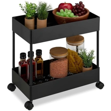 Relaxdays 2 Tier Serving Trolley Kitchen Trolley B