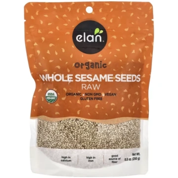 Elan, Organic Whole Sesame Seeds, Raw, 8.8 oz (250