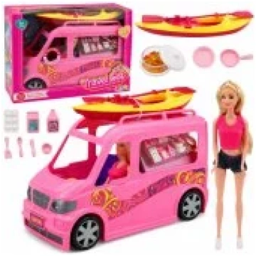 LEAN Toys Traveler Doll with Camper and Kayak Acce