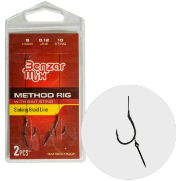 Āķis Ar Pavadiņu Method Rig #8 0.12mm 10cm 2gab