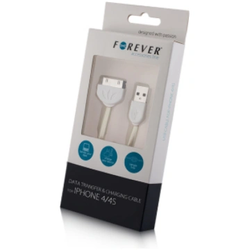 Forever iPhone 3/4 USB cable white silicone flat b