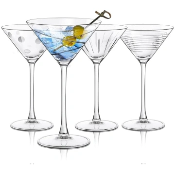 Joeyan 250 ml gravētas Martini glāzes, 4 kristāla 