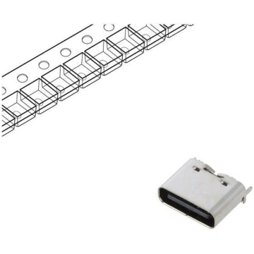 Connector: USB C; socket; SMT; PIN: 6; vertical; t