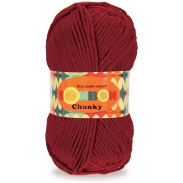 Adīšanas dzija BonBon Chunky, tumši sarkana Nako