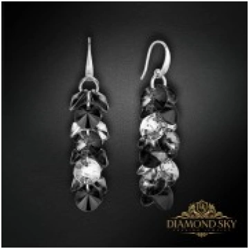 Sudraba auskari "Flamenko (Silver Night / Jet / Cr