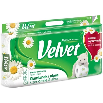 Tualetes papīrs Velvet 3 slāņu Kumelīte un Alveja,