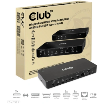 Club 3D CSV-1585 DisplayPort+HDMI KVM Switch/USB-C
