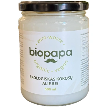 Bioloģiska auksti spiesta nerafinēta kokosriekstu