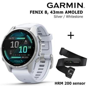 GARMIN Fenix 8 43 mm, AMOLED, Silver + HRM 200 Sen