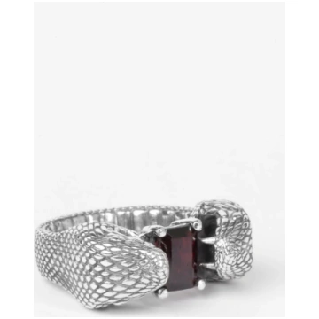 ANFISBENA - snake ring with garnet stone - 13