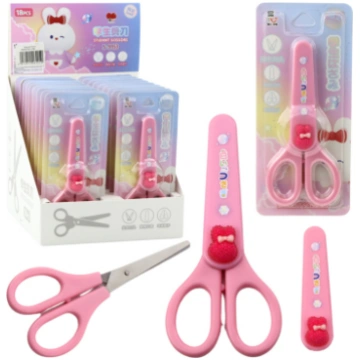 School Scissors With Cover Decorative Pink Bunny 1
