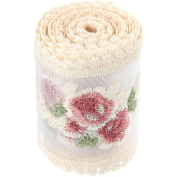 Lurrose Spitzenband Rosen Stickerei 9cm Breit Selb
