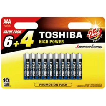 TOSHIBA AAA alkaline baterijas 10 iepakojumā | 490