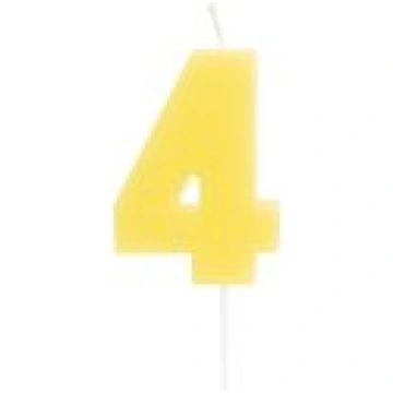 Svece cipars "4", dzeltena, Idena