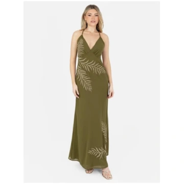 Maya Olive Palm Leaf Embellished Strappy Cross Bac