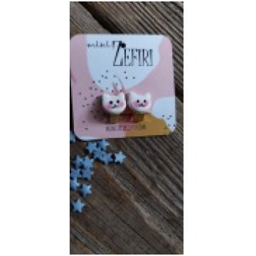 Zefiri Creations Klipši Kaķis balts -Cat 2 white c