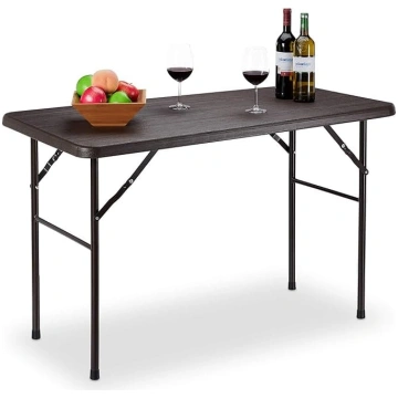 Relaxdays Garden Table, Wood Look, Square Folding 