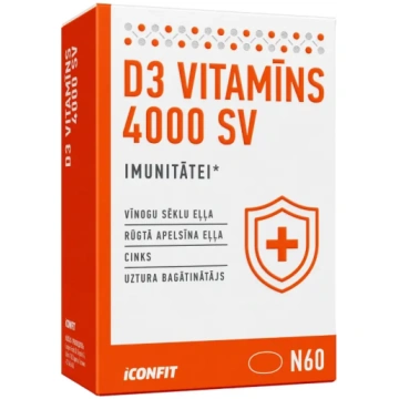 ICONFIT D3 vitamīns imunitātei 4000SV, 60 kapsulas