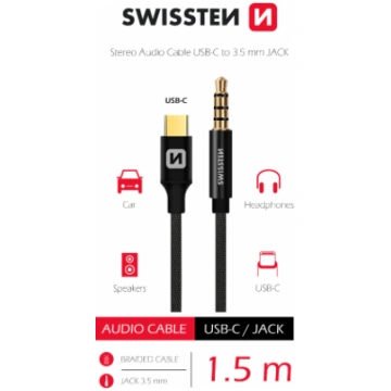 Swissten Textile Audio Adapteris USB-C / 3 5 mm / 