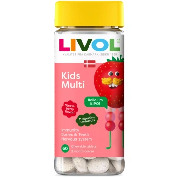 LIVOL Multi Kids (zemeņu) košļājamās tabletes, 60 