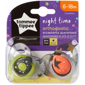 TOMMEE TIPPEE māneklis Night unisex 6-18m 2 gab., 