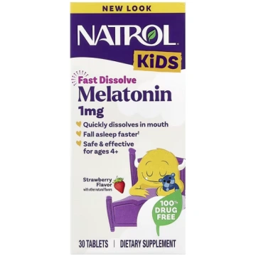 Natrol, Kids, Melatonin, Ages 4+, Strawberry, 30 T
