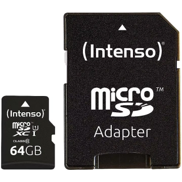 Intenso MicroSDXC, 64GB +Adapter 3423490 403430301