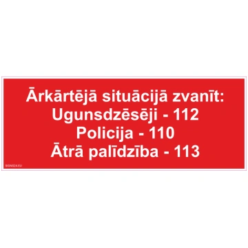 Zīme Ārkārtas situācijas zvanīt Uzlīme parasta zīm